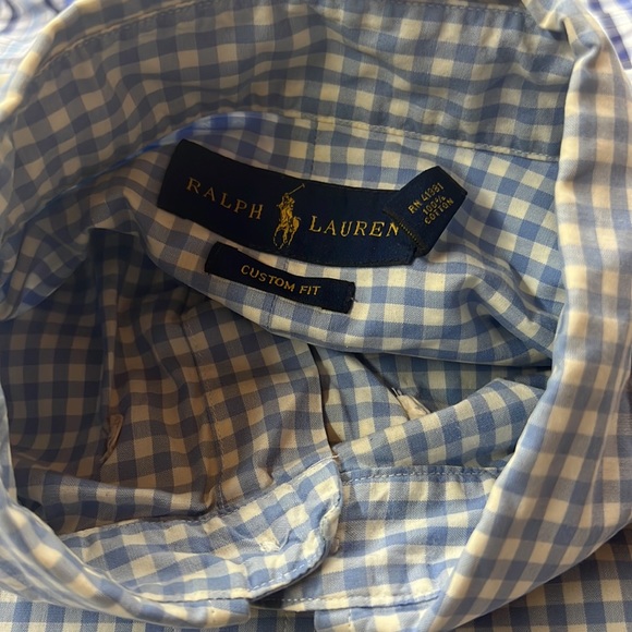 SzL Custom Fit Ralph Lauren Blue White Check long Sleeve Button Down - Picture 6 of 6
